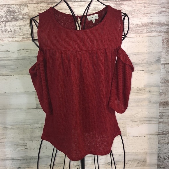 Lucky Brand red open shoulder shirt formal or everyday shirt size XS​​​​ - Picture 4 of 11